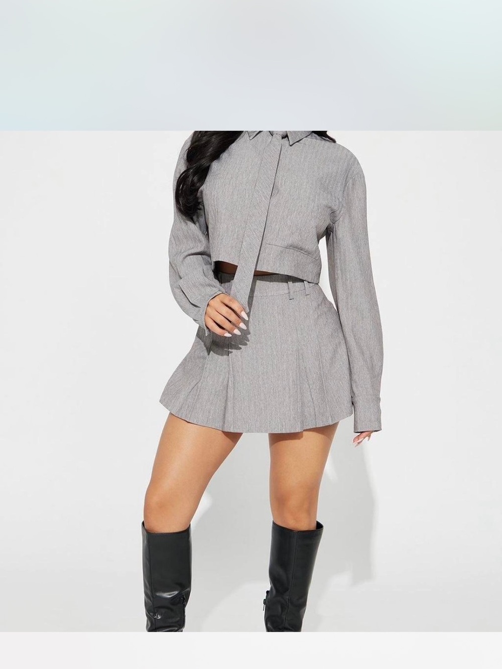 Fashion Nova Grey Pleated Mini Skirt